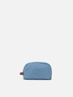 Beauty Bag Westwood in lino blu con logo ricamato