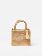 Borsa Mini Vanity Rafia beige con ricamo Saint Barth