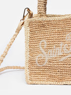 Borsa Mini Vanity Rafia beige con ricamo Saint Barth