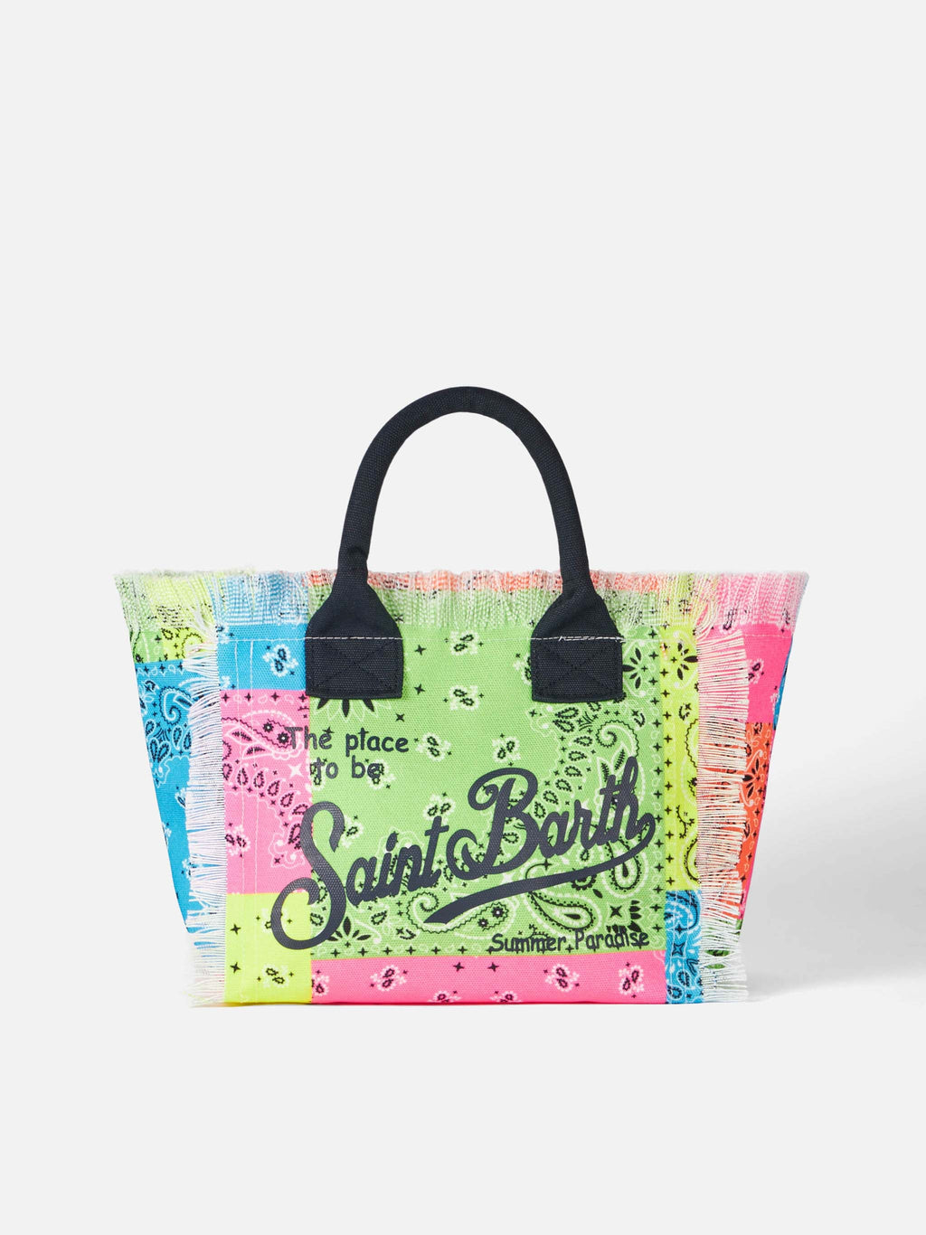 Borsa Colette in canvas stampa bandana fluo multicolore