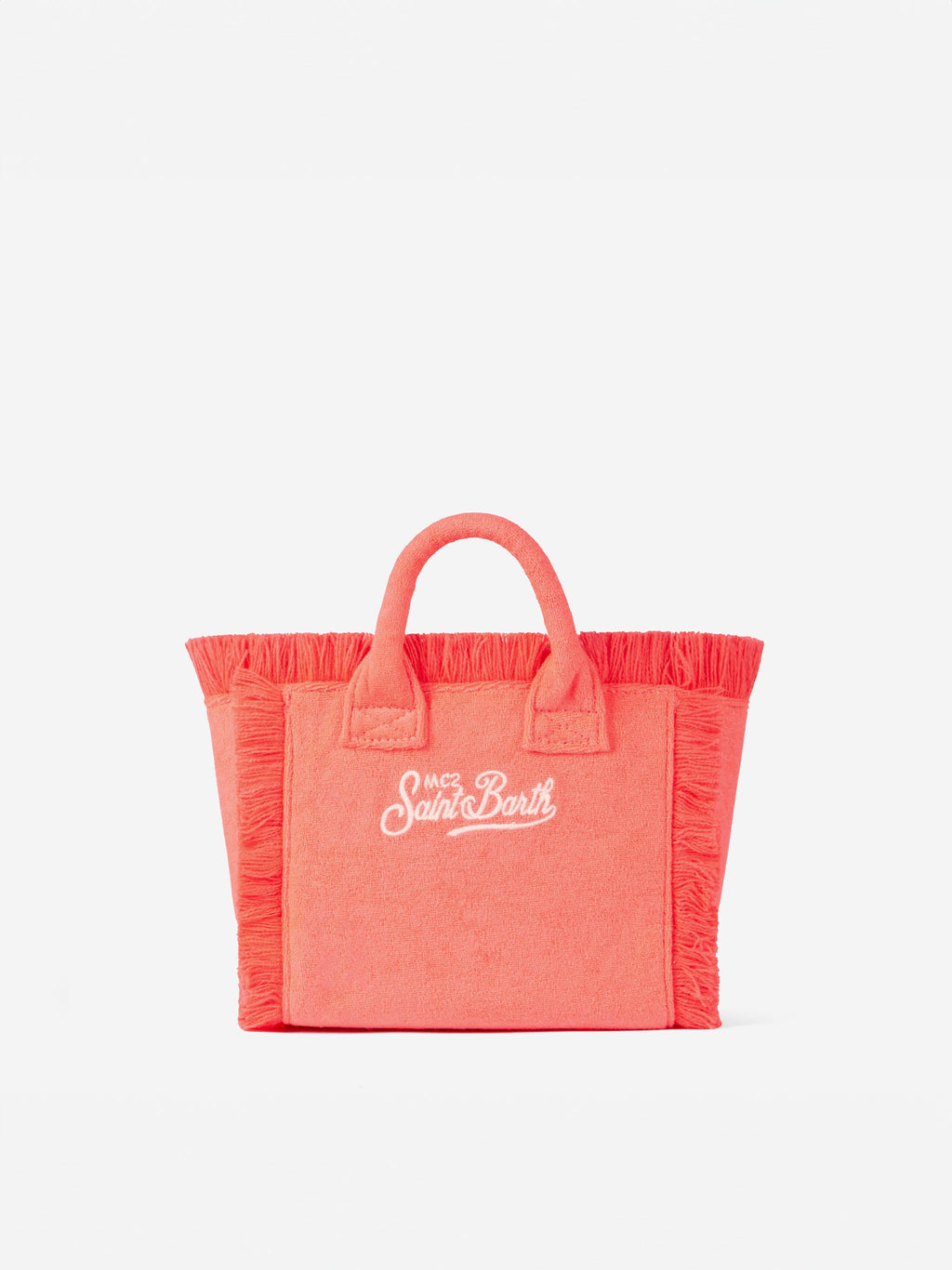 Borsa Vanity Mini Sponge in tessuto effetto spugna rosa fluo