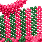 Borsa Beaded Big Bag con perline a righe rosa e verdi
